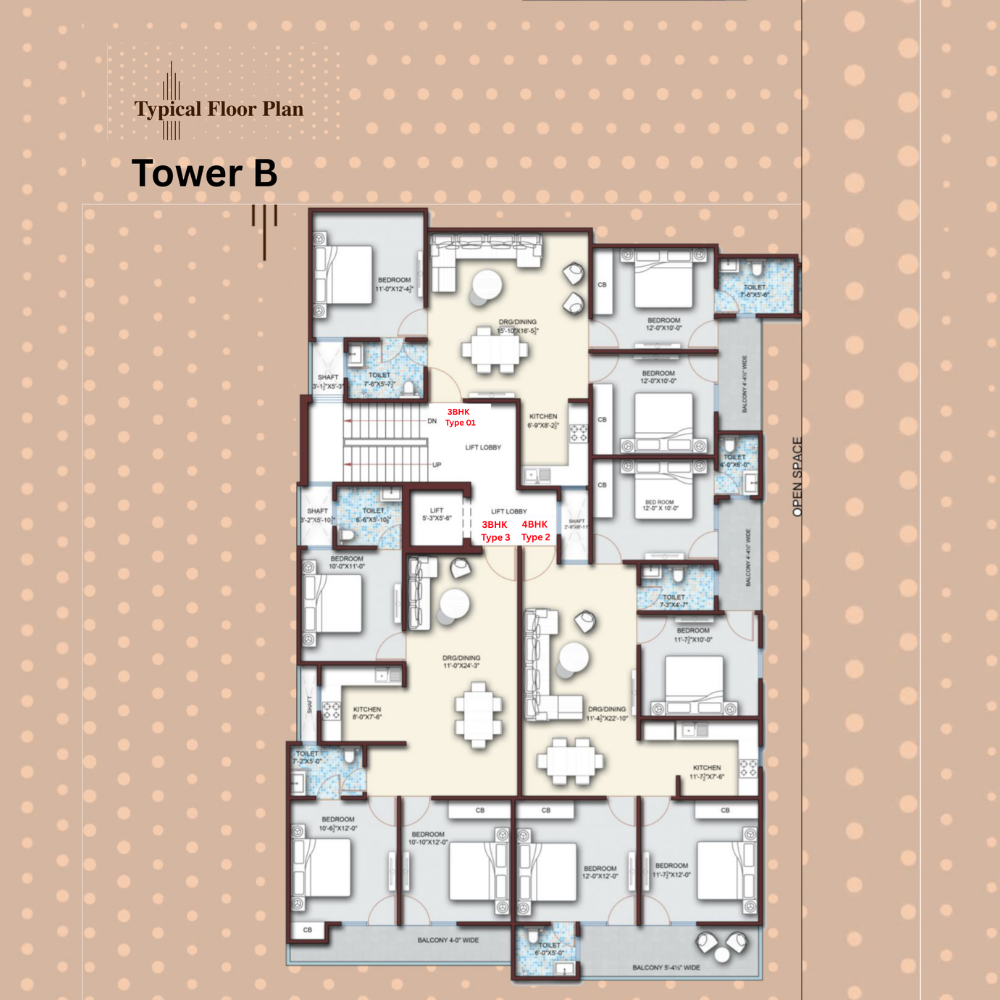 Tower B typical floor plan